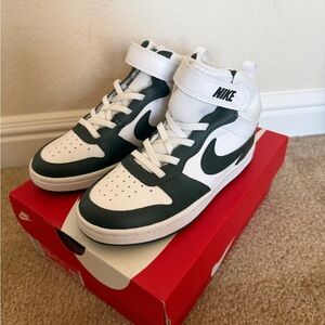 Nike Kids' White and Dark Green High-Top Sneakers